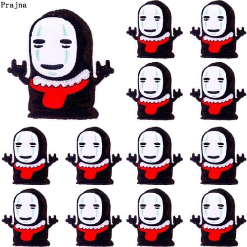 Prajna 10 PCS Spirited Away Patch Cartoon Anime Embroidered Patches For Clothing No Face Man Applique Patches On Clothes