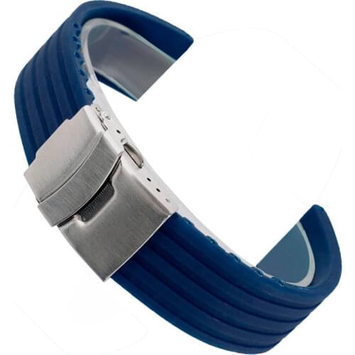 Outdoor 20/22/24mm Military Silicone Bracelet Waterproof Rubber Blue Sport Watch Strap Wrist Band Soft Replacement Diving