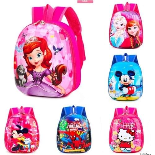 Disney frozen Elsa Anna 3D Plush Backpacks 3-6 Year Old School Bags For Child Eggshell Backpacks Book bag Kids Shoulder Bag