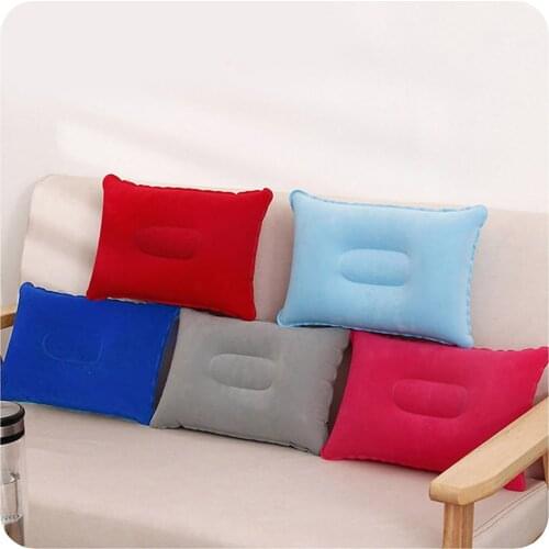 Portable Ultralight Inflatable PVC Flocking Air Pillows Camping Sleep Cushion Travel Hiking Beach Car Plane Head Rest Camp Gears