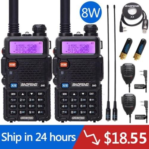 2PCS Baofeng UV-5R 8W High Powerful 10km VHF/UHF Long Range Two Way Radio Walkie Talkie Portable Radio Pofung UV5R for Hunting