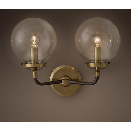 Nordic glass ball wall lamps luxury loft bedroom bedside living room corridor American mirror headlights wall sconces fixtures