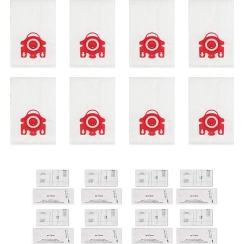 Replacement Airclean 3D Efficiency Dust Bag For Miele FJM Vacuum Cleaner Dust Bags Filters (8 Bags + 8 Filters)