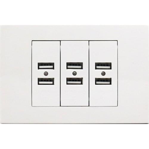 US / AU Standard Wall Socket 6 USB Charger Port for Mobile With Indicator 118mm*80mm