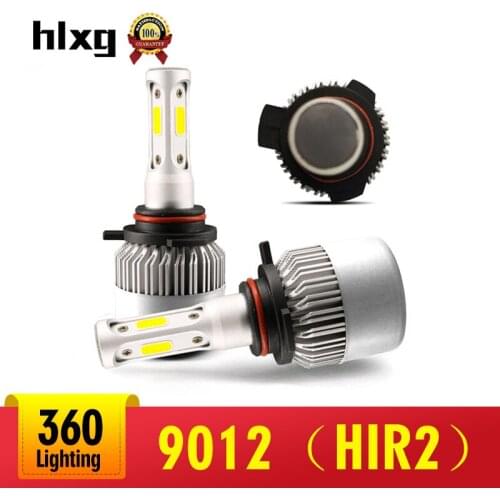 Hlxg 12V 3 Sides COB Chip HIR2 Led 72W LEDs 9012 12000LM 6500K HB4 H8 LED Headlight Bulb Automobile Car Light