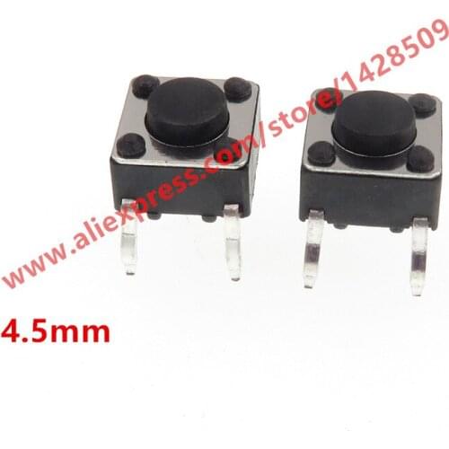 200pcs/lot Tactile Push Button Switch Momentary Tact 6x6x4.5mm DIP Through-Hole 4pin