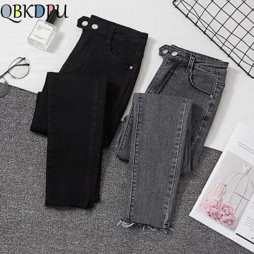 Mom High Stretch Skinny Jeans Women Vintage Elastic Pencil Jeans Korea Clothes Fashion Femme High Waist Black Ladies Denim Pants