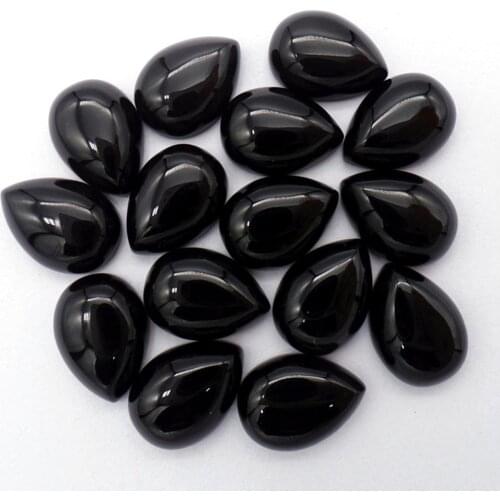 10Pcs 14x10x6mm Wholesale Natural Black Obsidian Teardrop Cab Cabochon DIY Jewelry Accessories S126