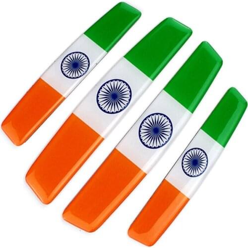 4 Pcs National Flag India Car Door Side Sticker Decoration Glue Guard Strip Anti-collision Buffer Trim Molding Auto Accessories