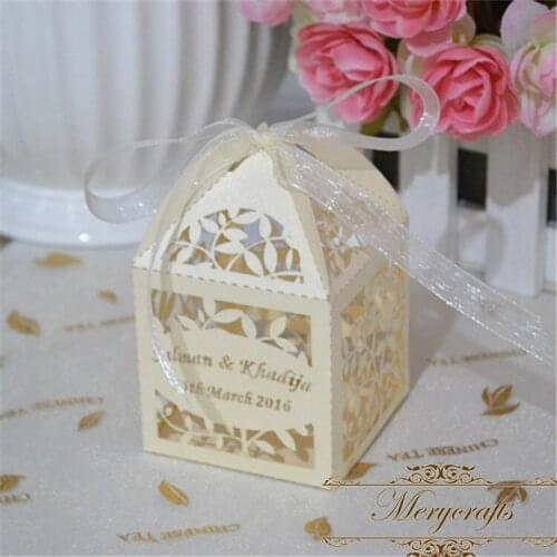 50pcs laser cut tree design pattern lovely wedding party baby shower favor gift box