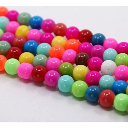 55pcs 8mm Paint Glass Beads Strands Round Mixed Color Bracelet Beads for Jewelry Making