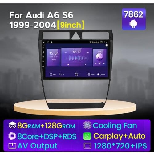 6+128G Android 10.0 DSP CarPlay Car Radio Multimedia Video Player Auto Stereo GPS For Audi A6 C5 1997-2004 S6 RS6 2 din dvd BT