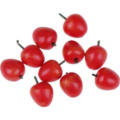 10Pcs/bag Red Fruit Apples Dollhouse Accessories Miniature Red Apple Kitchen Decoration Emulation