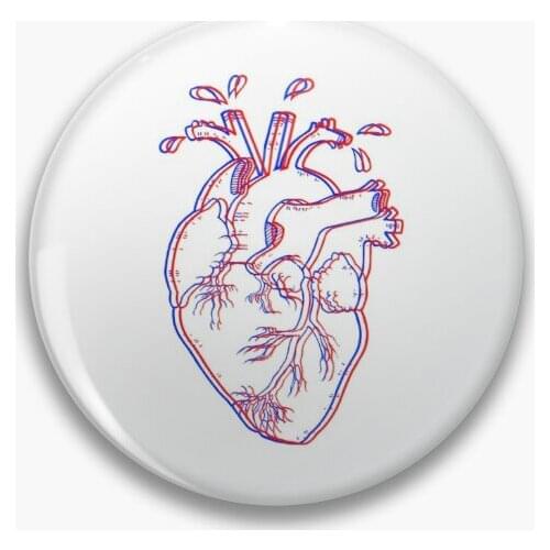 Anatomical Red And Blue Bleeding Heart Soft Button Pin Lover Gift Fashion Cartoon Clothes Lapel Pin Cute Women Collar Creative