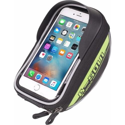 B-SOUL Waterproof MTB Road Bike Bicycle Front Bag Cycling Top Tube Frame Handlebar Bag 6.0 inch Cycling Pouch Cellphone Bag