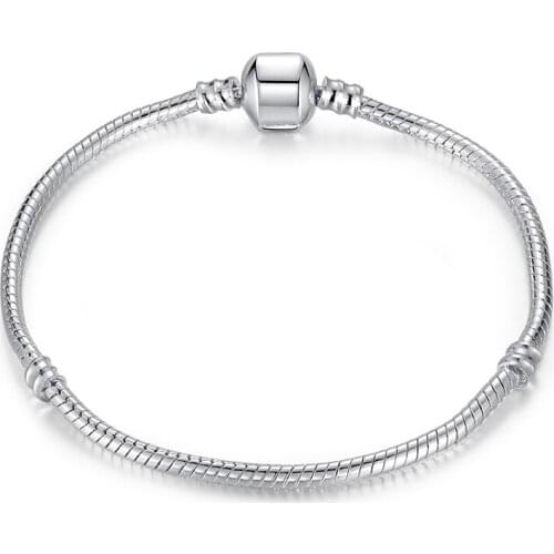 LOVANS 5 Size Silver Color Snake Chain Bracelet & Bangle 16CM-21CM Pulseras Lobster for Men and Women