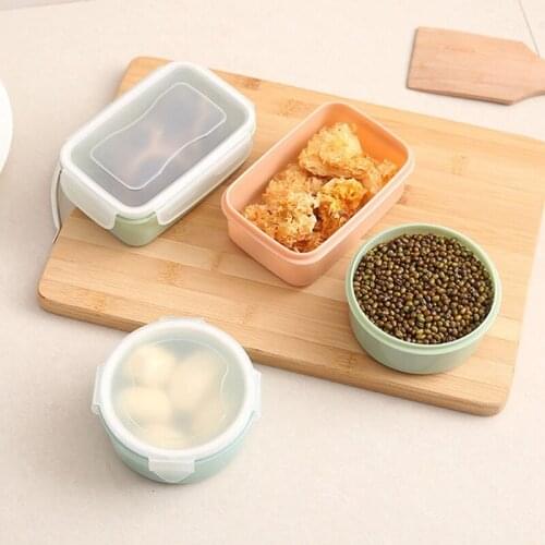 Household Refrigerator Sealed Crisper Boxes Round Rectangular Lunch Small Bento Box Kitchen Storage Bowl