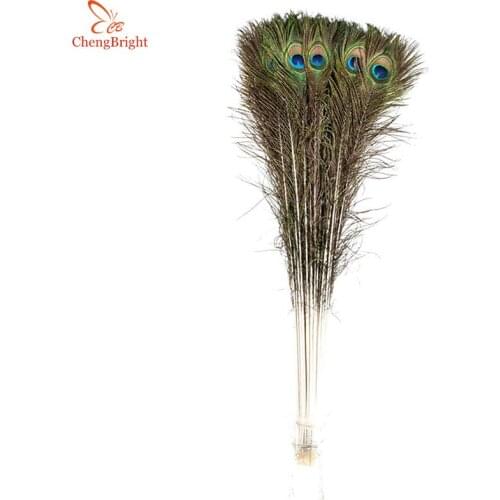 ChengBright Beatiful 50 Pcs/Lot 70-80CM/28-32 Inch Natural Peacock Feathers DIY Decorative Feathers Decoration Peacock Feather