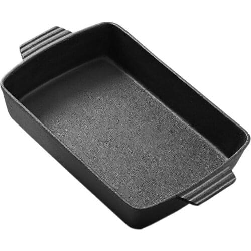 Cast iron fish frying pan thickened steak barbecue uncoated pan electromagnetic stove cooking BBQ pot griddle plate baking tray