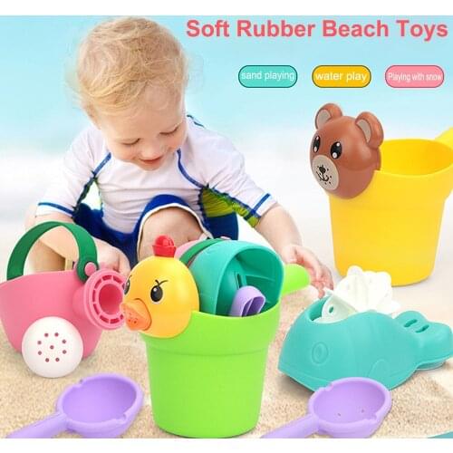 Children toys Water toys silicone beach toy Bathing toys beach bucket set for kids beach game sand toys set silicone tool toys