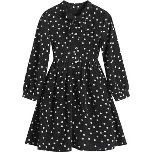 Children girls fashion long sleeve dot print flare chiffon dress kids girl spring summer princess formal dresses clothing
