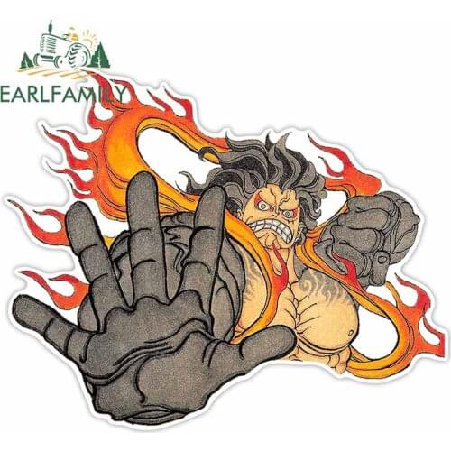EARLFAMILY 13cm x 10.7cm for Monkey D. Luffy One Piece Auto Decal DIY Anime Custom Printing Occlusion Scratch Vinyl Car Stickers