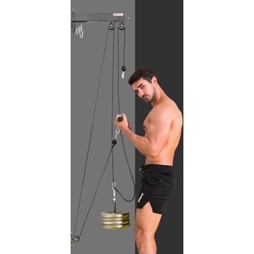Fitness DIY Pulley Cable Machine Blaster Trainer With Pulley Attachments Biceps Triceps Workout Forearm Pull Rope Wrist Roller