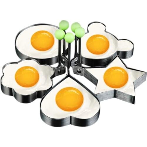 Fried Egg Molds, Pancake Mold Maker with Handle for Kids, Mold Non Stick for Griddle Pan 5Pcs