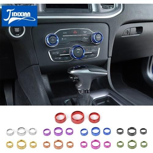 MOPAI Car Air Conditioning Audio Switch Knob Decoration Cover Ring Accessories for Dodge Challenger 2015 for Dodge Charger 2015
