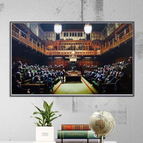 Modern Monkey Parliament Canvas Painting Posters Prints Quadros Wall Art Picture Abstract Living Room Decor Cuadros