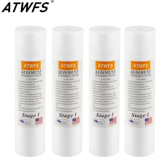 ATWFS PP 5 Micron 10 inch Water Filter Cartridge Reverse Osmosis Sediment Filter Replacement 4pcs