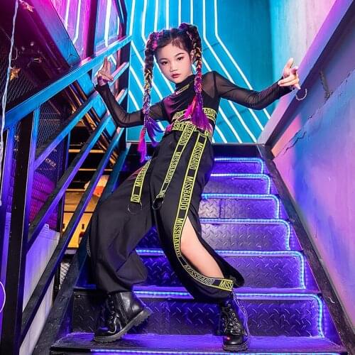 Jazz Hip Hop Dance Costume Outfit Girls Catwalk Show Competition Clothing Childrens Day Performance Stage Wear Suit YS1413