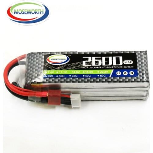 MOSEWORTH 4S RC Toys LiPo Battery 14.8V 2600mAh 35C For RC Quadcopter Drone Airplane 4S Batteries LiPo 14.8V