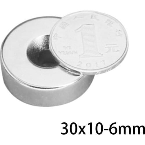 1~50PCSpcs 30x10-6 Powerful Magnets 30*10 mm Hole 6mm Permanent Round Countersunk Neodymium Magnetic Magnet 30X10-6mm 30*10-6 mm