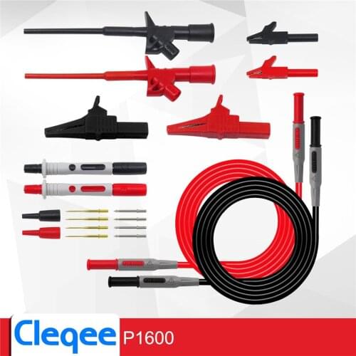 Cleqee P1600B 10-in-1 Electronic Specialties Test Lead Kit Automotive Test Probe Kit Multimeter Probe Leads Kit Banana Plug