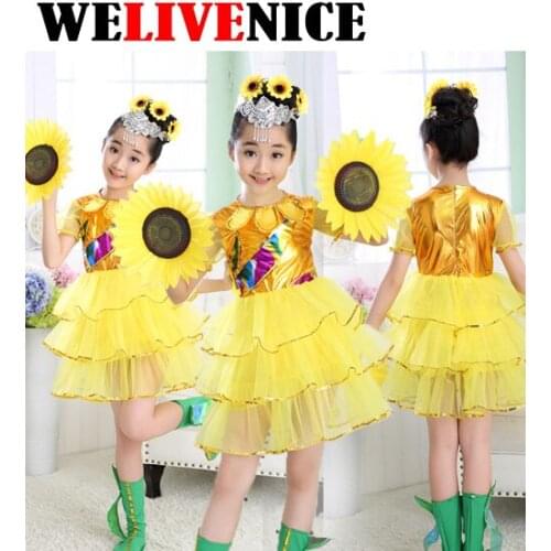 Baby Girl Clothes Sunflower Girls Dress Children Girls Clothes Kids Wedding Party Dress Sunflower Costume #7145