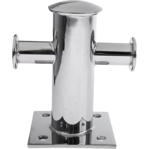 Single Mooring Bitt Cross Bollard Cleat with Base Plate for Boat Marine 1pc