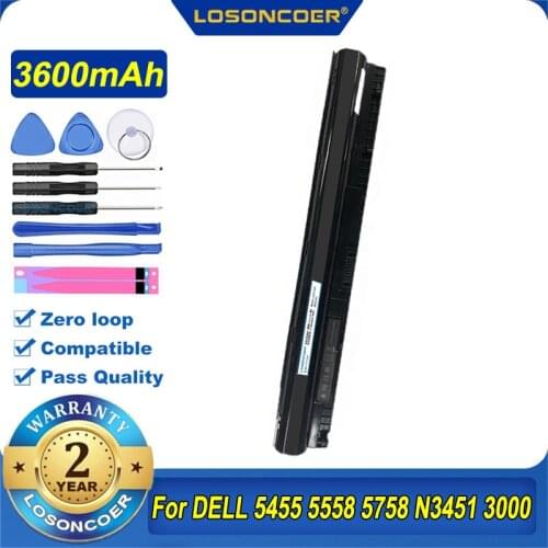 Original LOSONCOER 3600mAh Battery KI85W M5Y1K FOR DELL 5455 5558 5758 N3451 3000 3560 3570 3560 15 3000 5558 5000 5755 5759