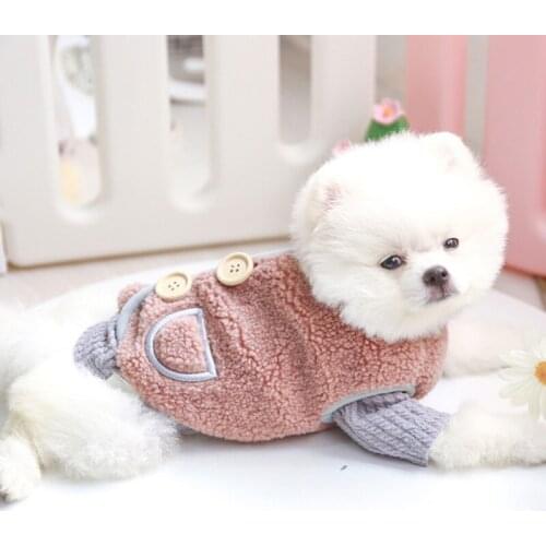 Pet Dog Clothes Pet Autumn And Winter Warm Buckle Design Lambswool Vest Coat Pet Jacket for Puppy Pet Dog Costume Outfit