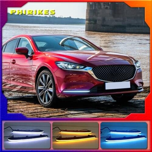 2PCS Flowing Yellow Turn Signal Waterproof ABS Car DRL Lamp LED Daytime Running Light For Mazda 6 Atenza 2020 2021