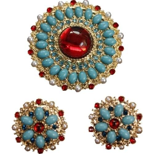 Ydgy retro palace Baroque red and blue pearl luxury Earrings Fashion Women round Bohemia big earrings accessories wholesale