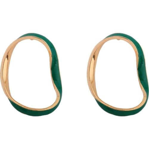 Irregular Circle Earring For Women Jewelry Green and Black Colors Earrings