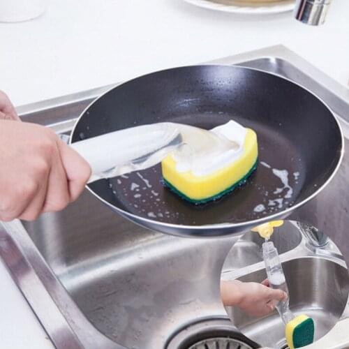 Scouring Pad Kitchen Cleaning Brush Automatically Refill Liquid Dishes Scrub Brush Sponge Brushes Creative Replaceable