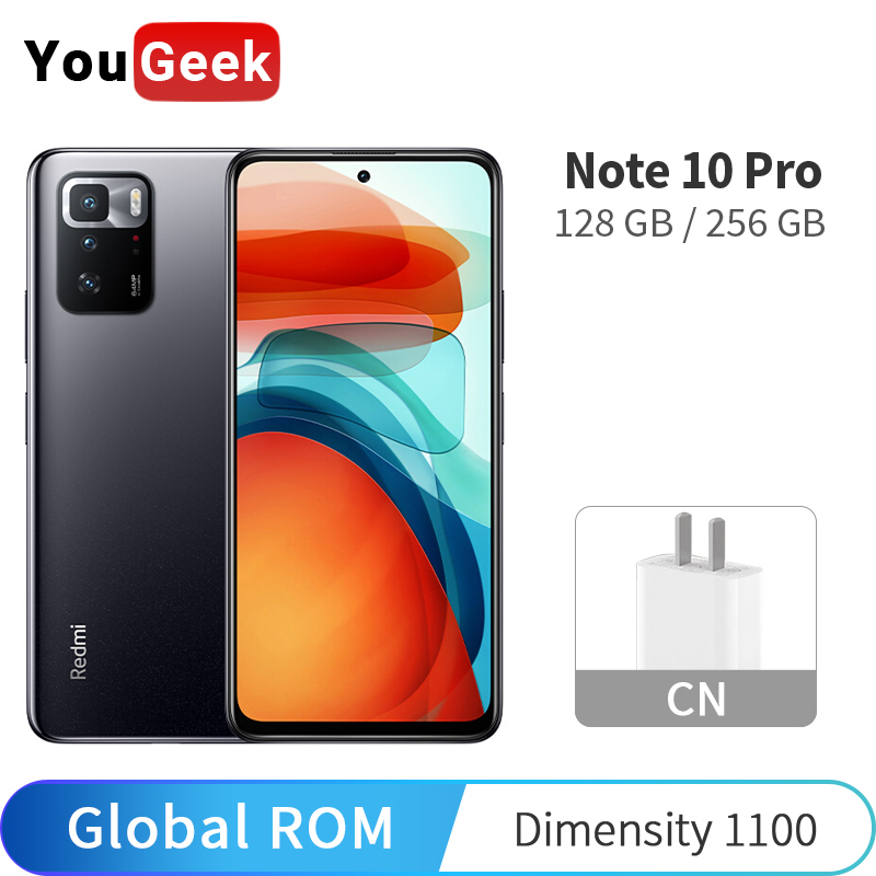 Global ROM Xiaomi Redmi Note 10 Pro 128GB/256GB Smartphone Dimensity 1100 Octa Core 120Hz 6.6" FHD+ Display 64MP Camera 5000mAh