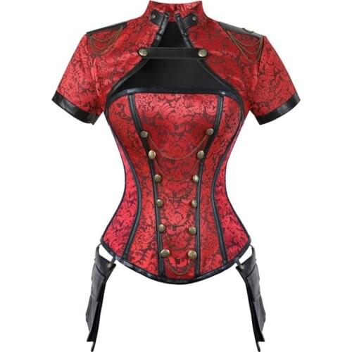 Vintage Steampunk Corset Robe Victorian Corset Bustier Top Overbust Corselet Zipper Lace Up Shawl Cape Halloween Cosplay Costume