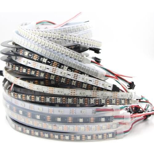 WS2812B Led Strip Individually Addressable WS2812 RGB 5050 Led Strip DC5V Smart LED Light Tape Black/White PCB IP30/65/67