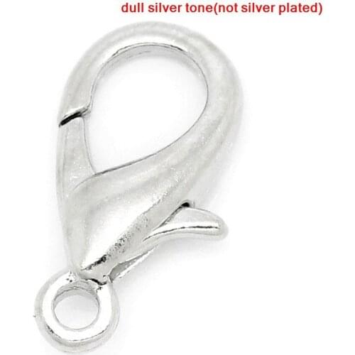 8SEASONS Lobster Parrot Clasps Silver Color 9x16mm,50PCs (B27261)