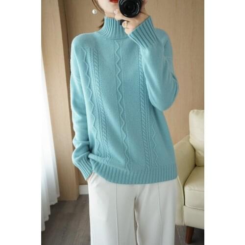 KOIJINSKY 2021 pure wool autumn and winter top womens stand collar sweater knitted sweater