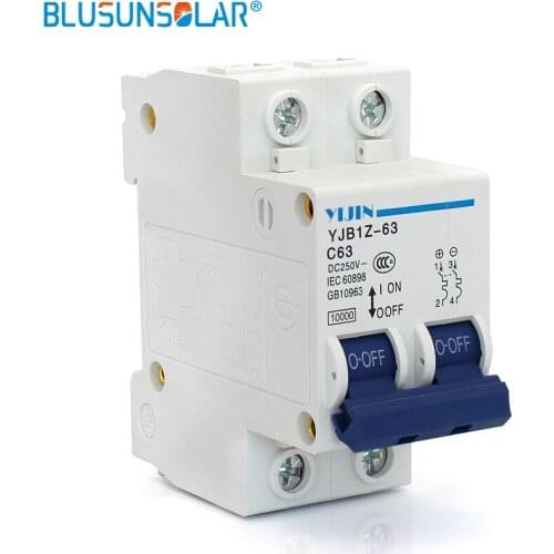 1 piece High quality 2P 63A 250V MCB solar energy photovoltaic pv DC circuit breaker disjunctor DL0224