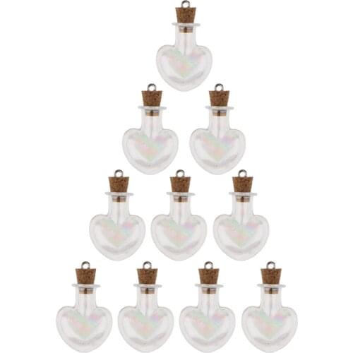 10pcs Small Glass Bottle Message Treasure Charm Pendant DIY Kit For Necklace